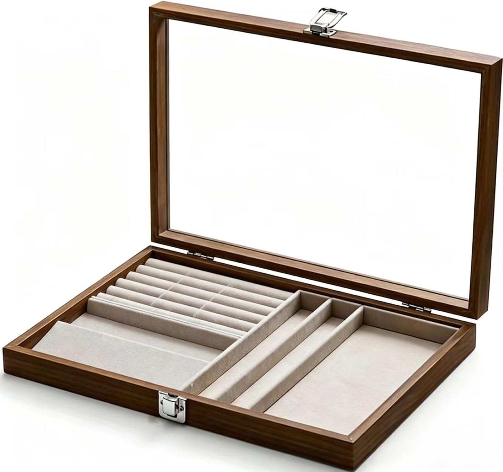 Wysokiej jakości organizer na biżuterię z drewna, szkatułka na biżuterię z 1 – 8 szufladami, wyjmowane przegrody, możliwość układania w stos, do wszystkich elementów biżuterii Cke (1 warstwa X)