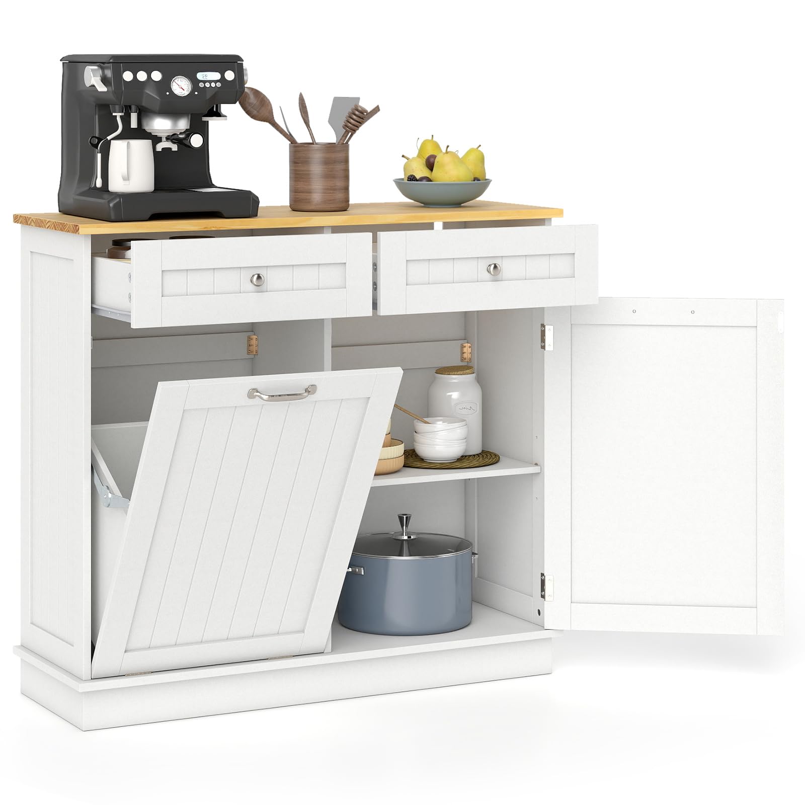 Amazon.com: Giantex Tilt Out Trash Can Cabinet, Kitchen Island