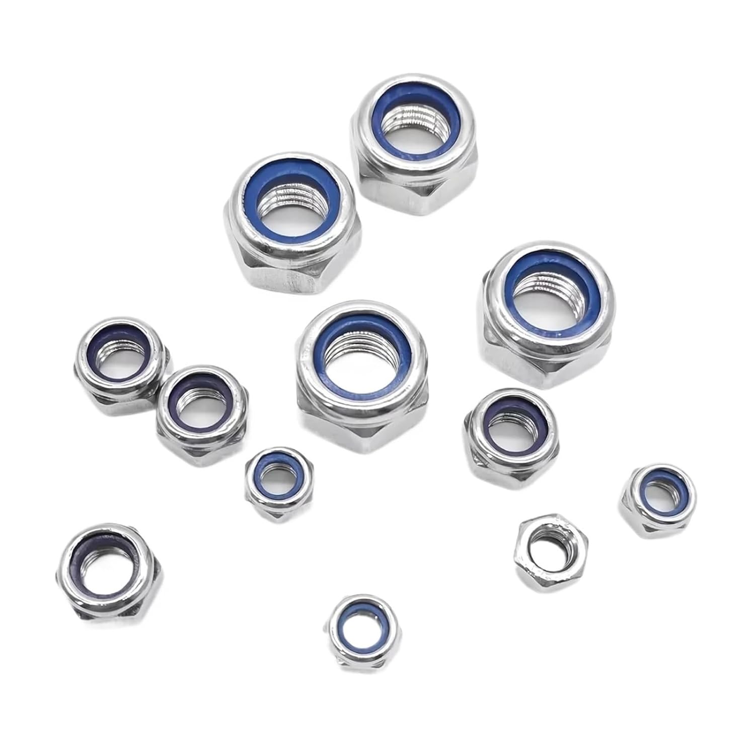 680pcs Anti-Lock Hexagonal Nuts Anti-Slip Full-Thread Fasteners M3 M4 M5 M6 M8 M10 for Industrial Construction Electronic Use