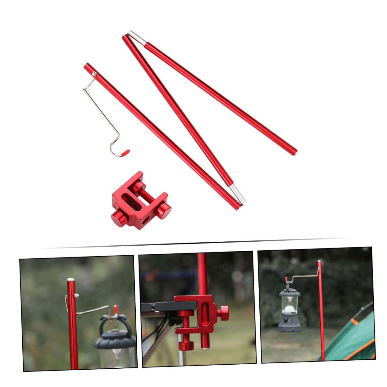 LIOOBO Adjustable Camping Lantern Table Pole Aluminum Alloy Camping Lamp Pole Portable Light Rack for Outdoor Activities