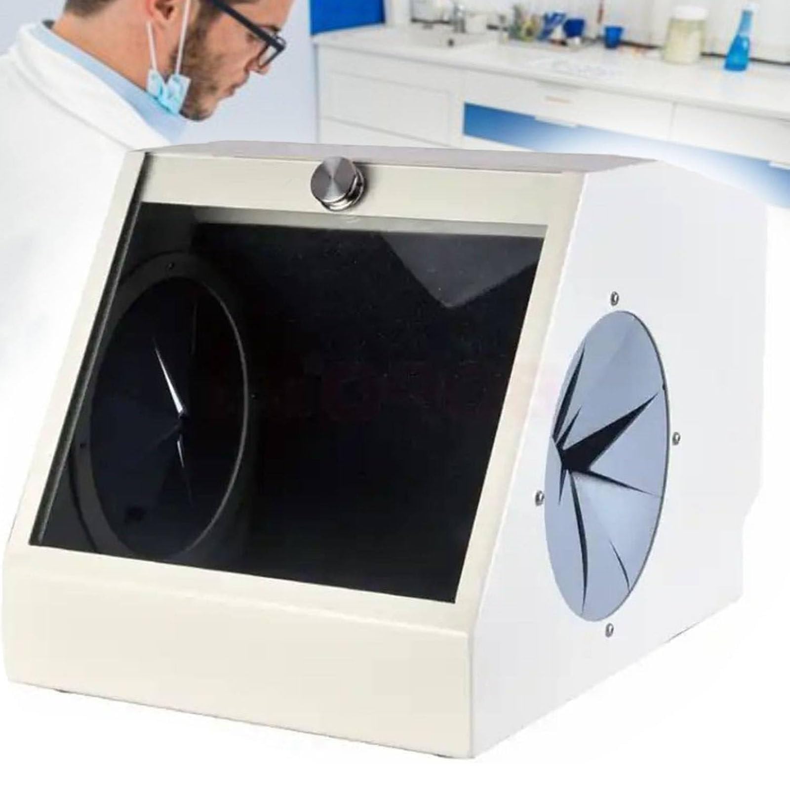 Szkło hartowane do laboratorium dentystycznego, przesłona, wysoka wytrzymałość, odpylacz LED, ekstraktor, pudełko z 2 filtrami, zapobiega rozprzestrzenianiu się kurzu, 100-240V