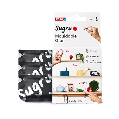 Sugru Silicone Super Glue - Waterproof All-Purpose Wall Putty + Moldable Glue for Crafting + DIY Home Improvement - Removable + Kid-Safe - Indoor/Outdoor Use - 3 Pack - Black (3.5g/ea)