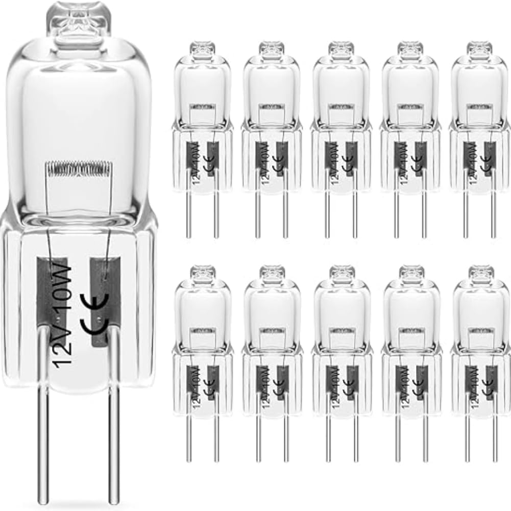 G4 Warm White Halogen Bulb, Transparent Capsule Bulb, Long Service Life, Suitable for Cooking Lighting, Ceiling Lamps, Crystal Chandeliers, Track Lights, Etc. (10)