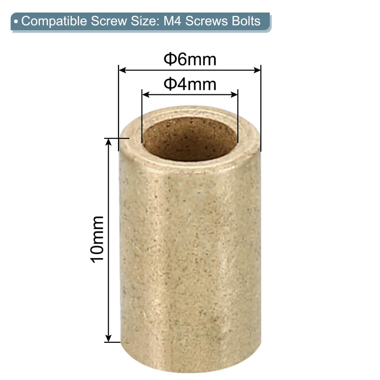 TOP-VIGOR 12Pcs M4 Brass Spacer, 4mm ID x 6mm OD x 10mm Length Metal Spacer - Image 2