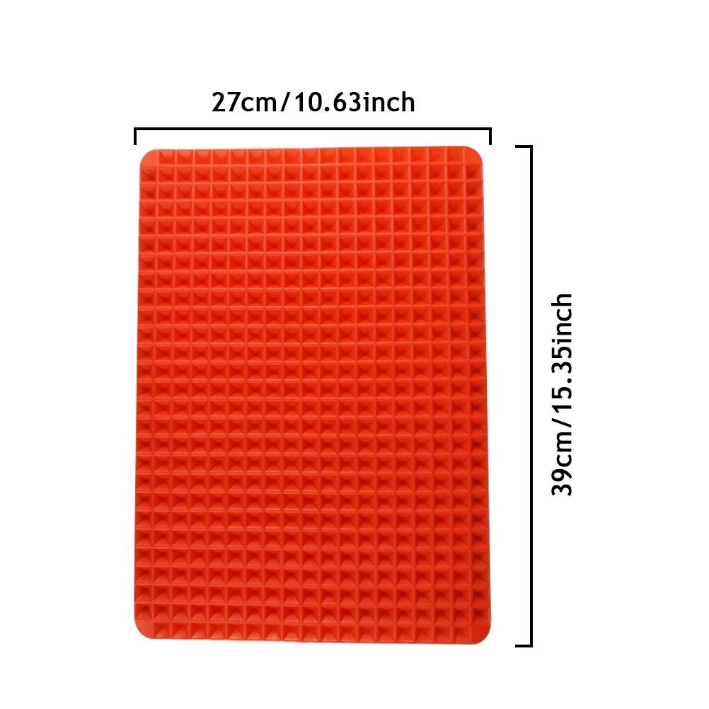 Pyramid Pan Baking Mats 2pcs Heat Resistant Baking Cooking Mat, Reusable Diamond Chef Silicone Mat, for Oven Grilling BBQ