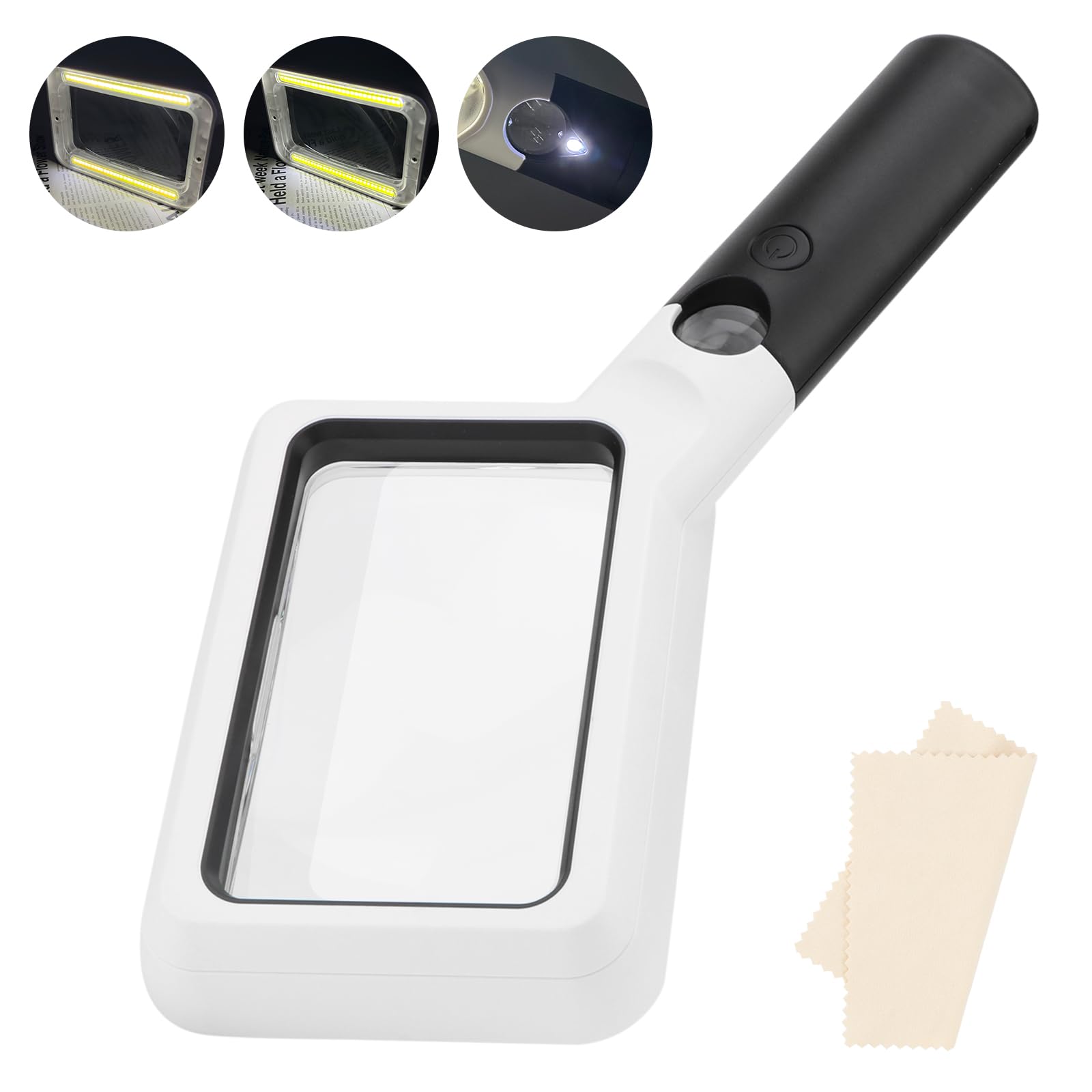 Rongon Handheld Reading Magnifier, Magnifying Glass with Lights, 2X 20X Lighted Magnifying Lens, Loupe Magnifiers for Close Work, Inspection, Newspaper, Exploring