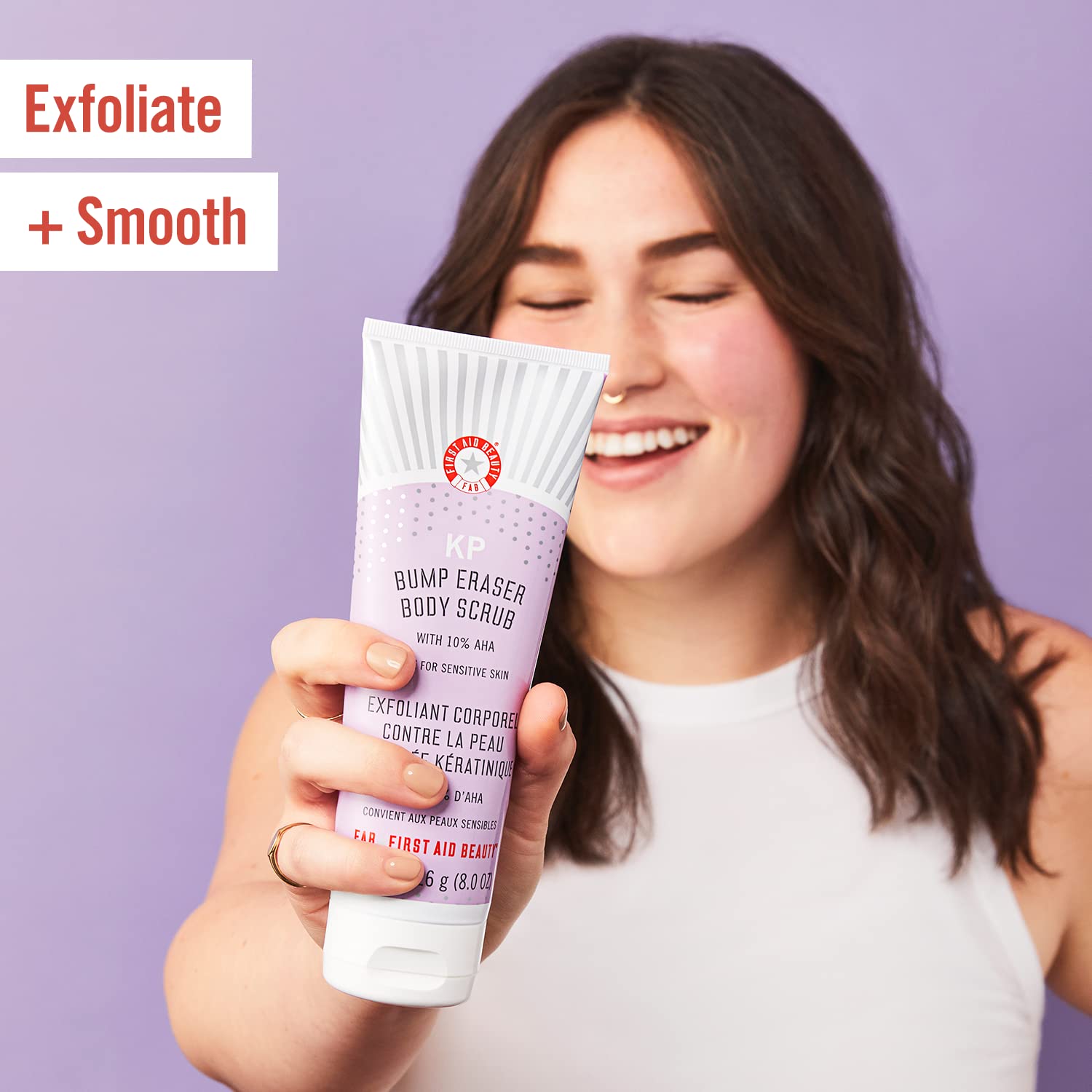 First Aid Beauty Bundle: KP Bump Eraser Body Scrub with 10% AHA – 8 oz – and Ingrown Hair Pads with BHA & AHA – 28 Pads