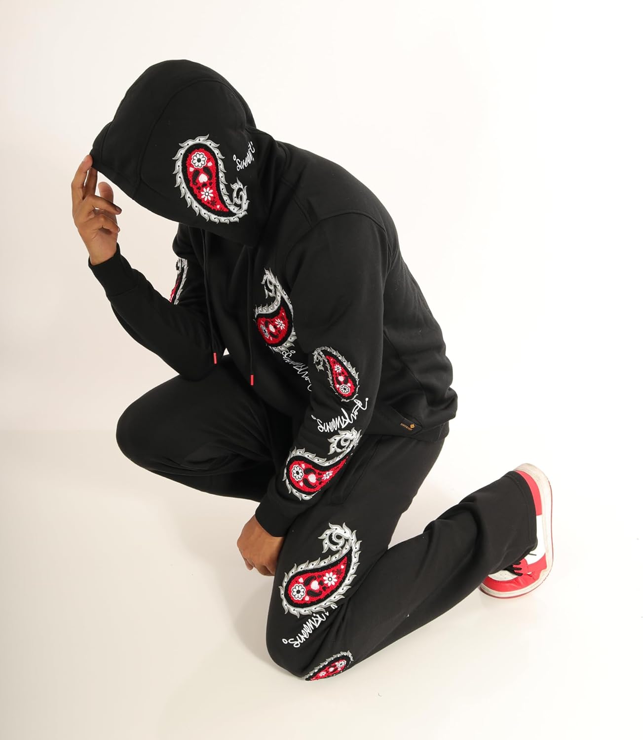 SCREENSHOT Fleece Pants 3202 Mens Streetwear Urban Fit Fleece Pants - Stacked Flare Sweatpants Ribbed Wasteband Drawstring - Image 5