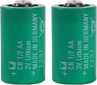 (2 Pcs/Set) 3V 950mAh CR1/2AA Lithium Battery CR14250 for CR1/2AA Series Cylindrical Lithium Battery Green (3.0 Volt, 0.95 Ah, Non-Rechargeable)
