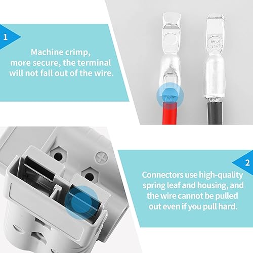 Miniatura 4 de Cable de conexión rápida de batería de 35 amperios 10AWG de 1.12 pies de desconexión rápida - Kit de enchufe de carga de 12 V resistente para