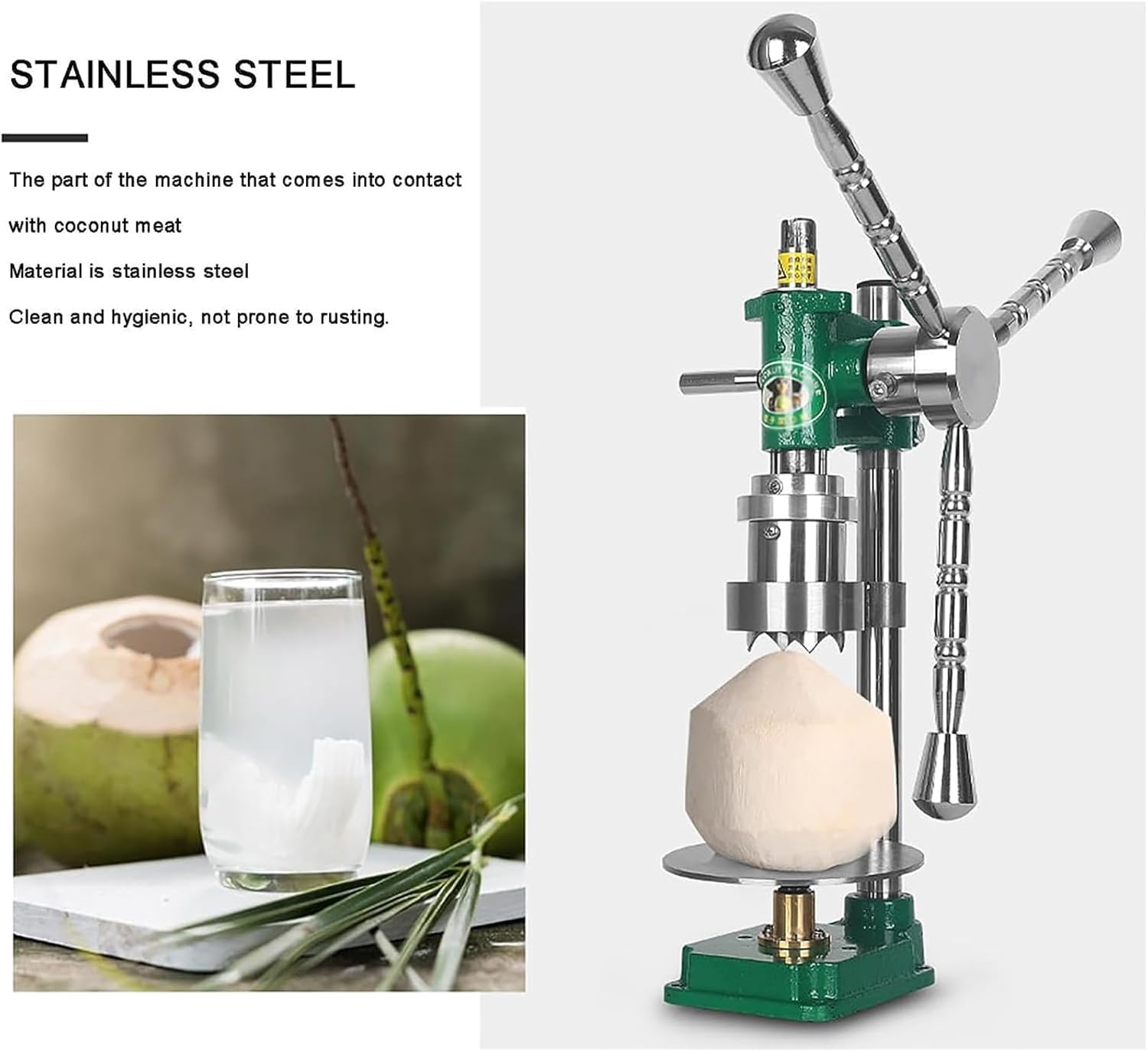 Coconut Opener Vertical, Manual Stainless Steel Coconut Opener, Opening Size: 6 Cm, for Shops and Fruit Markets