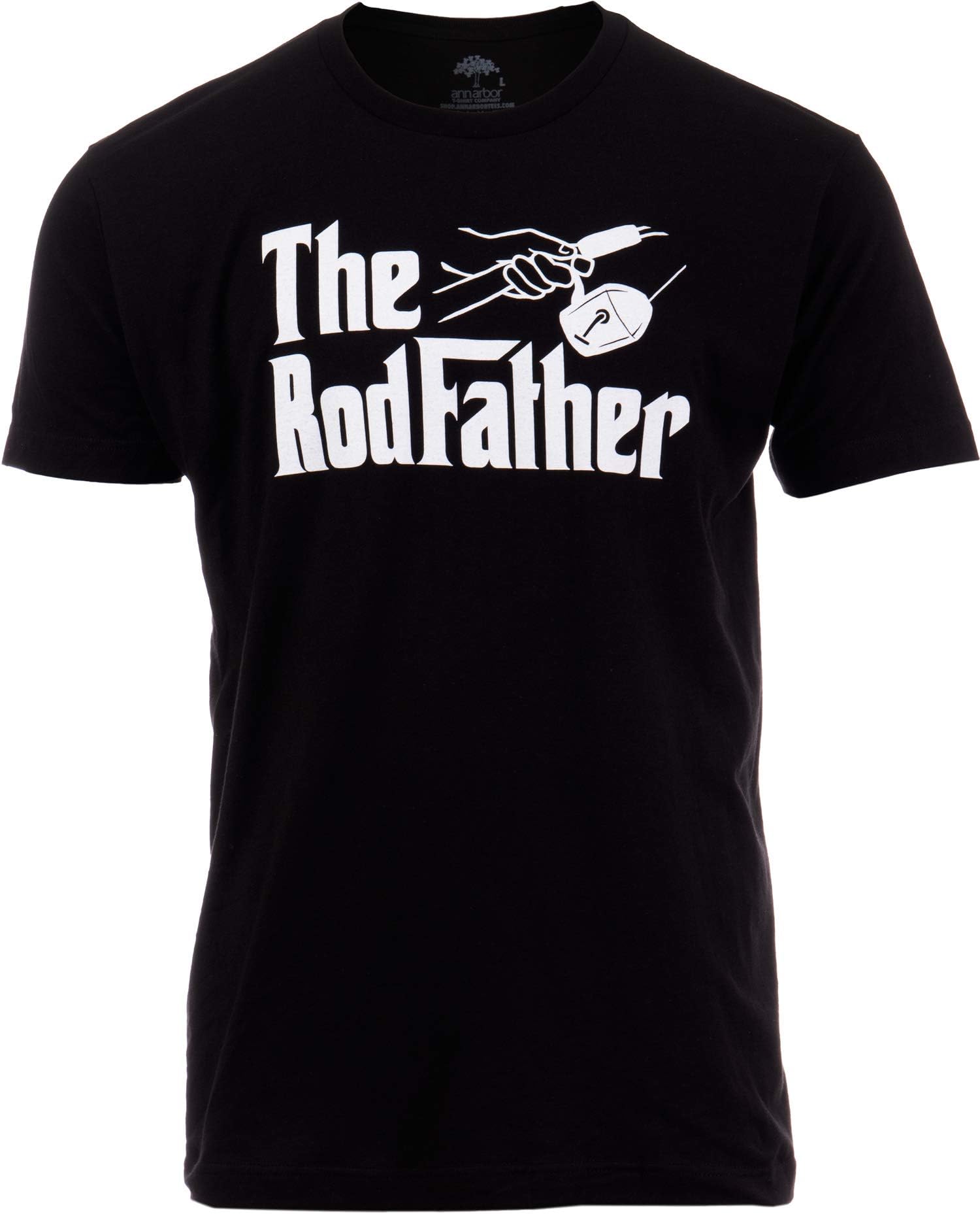 Ann Arbor T-shirt Co.The Rodfather | Funny Fishing Rod Father Fish Pole Fisherman Joke Dad Grandpa T-Shirt for Men Women Dad Grandpa