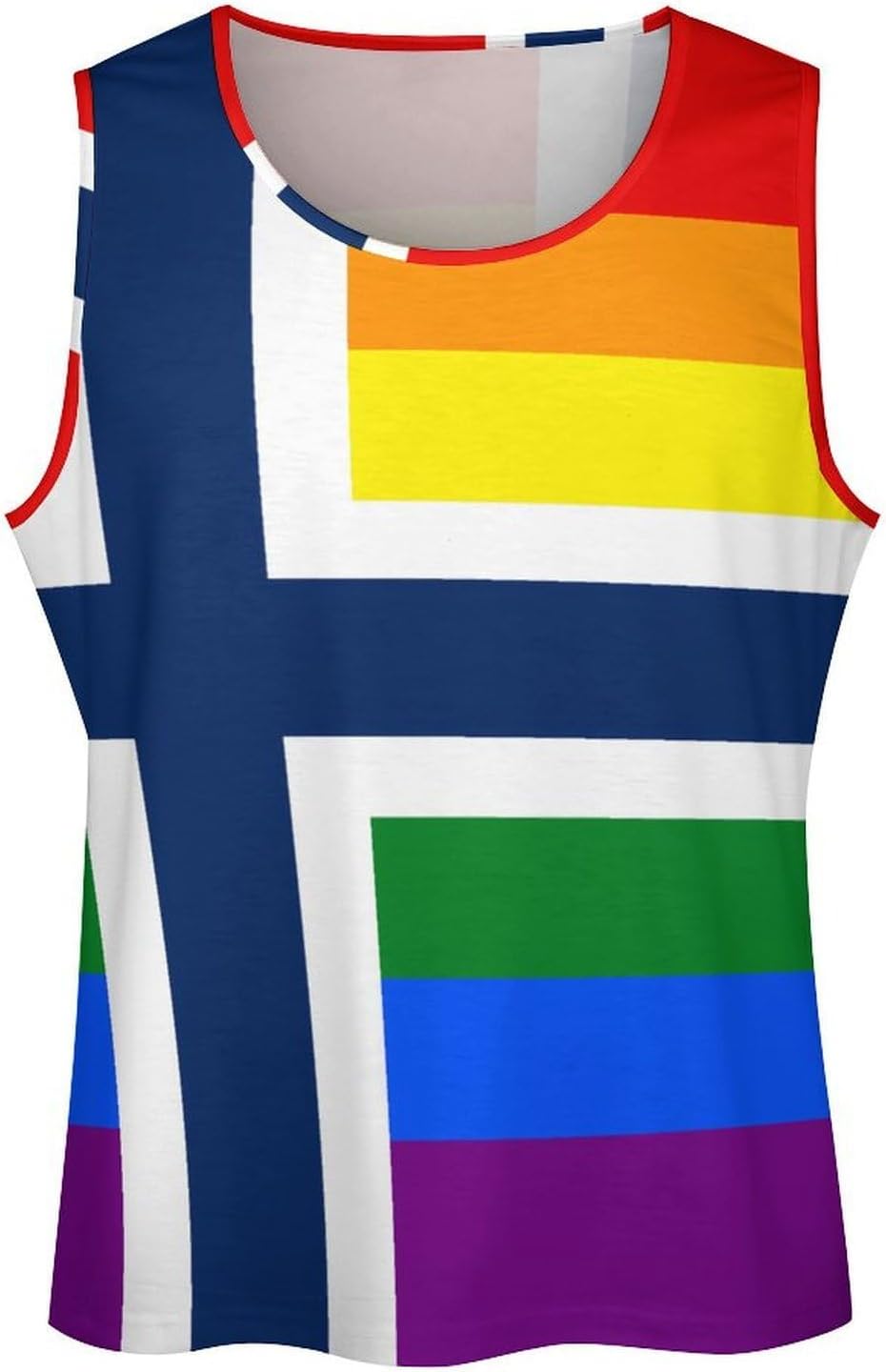 Rainbow Norway Flag Mens Breathable Printed Tank Top 5XL