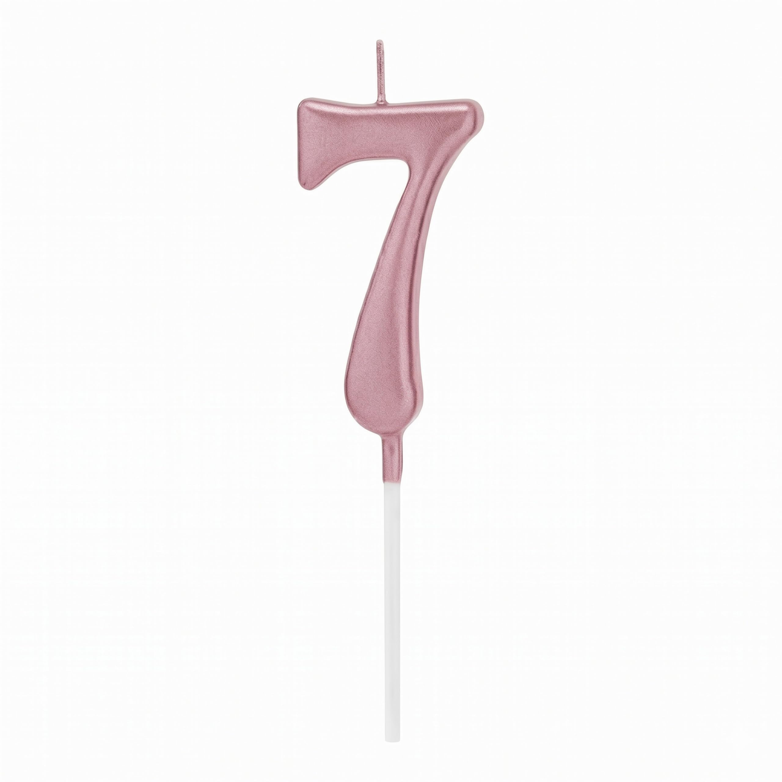 Shatchi Pink Birthday Number 7 Candle Cake Topper Decorations For 10Th 20Th 30Th 40Th 50Th Birthday Anniversary Party Supplies Metallic Number Candle Celebration Cake Décor