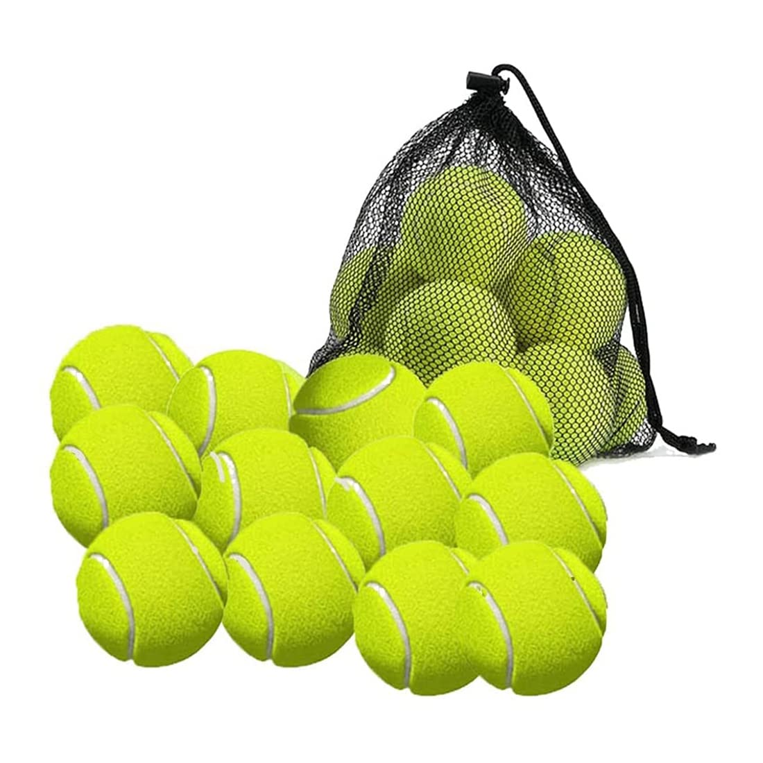 Srutueo 12 Pack Tennis Balls with Storage Bag - Fine Quality Thick-Walled Tennis Ball - Perfect for Tennis, and Cricket, green