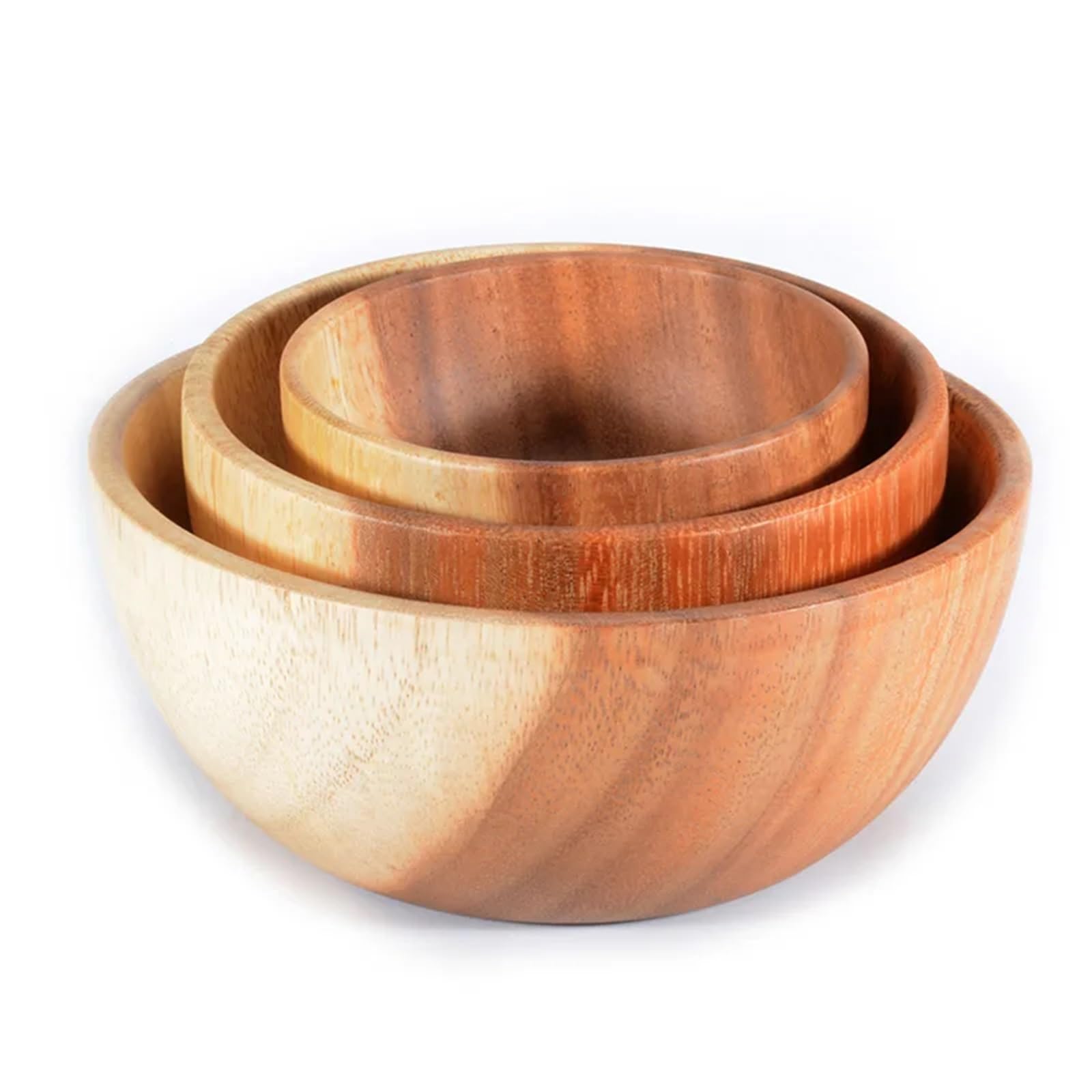 Ensaladera Ensaladera de madera hecha a mano, plato redondo grande de madera for ensalada, sopa, comedor, juego de utensilios de cocina de madera Para la cocina Ensaladas Postre Merienda(Caliber 16cm)
