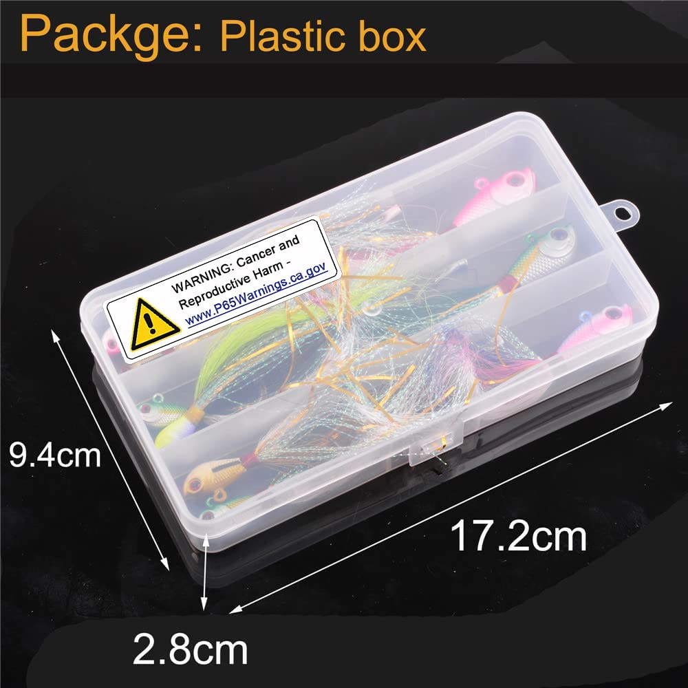 Amazon.com : Bucktail Jigs Saltwater Fishing Jigs,9pcs Bucktail Lures  Teaser Hooks Surf Fishing Jig Heads with Tail 20pcs Snaps for Saltwater  Freshwater Bass Flounder Striper Bluefish Halibut Redfish : Sports &  Outdoors