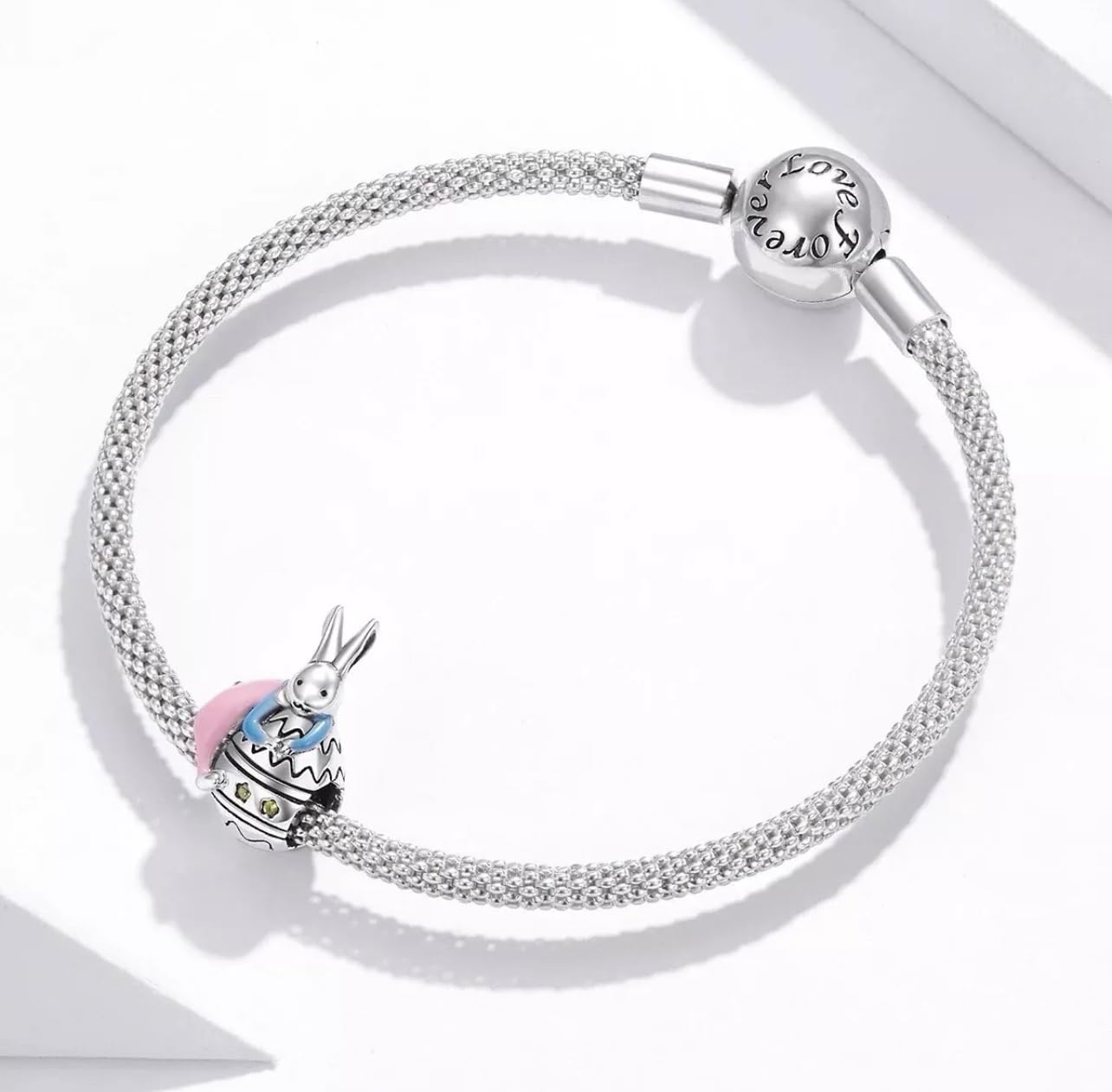 FLXHHX Abalorio De Conejito De Pascua Y Huevo De Plata De Ley 925 Genuina Compatible con Pulsera
