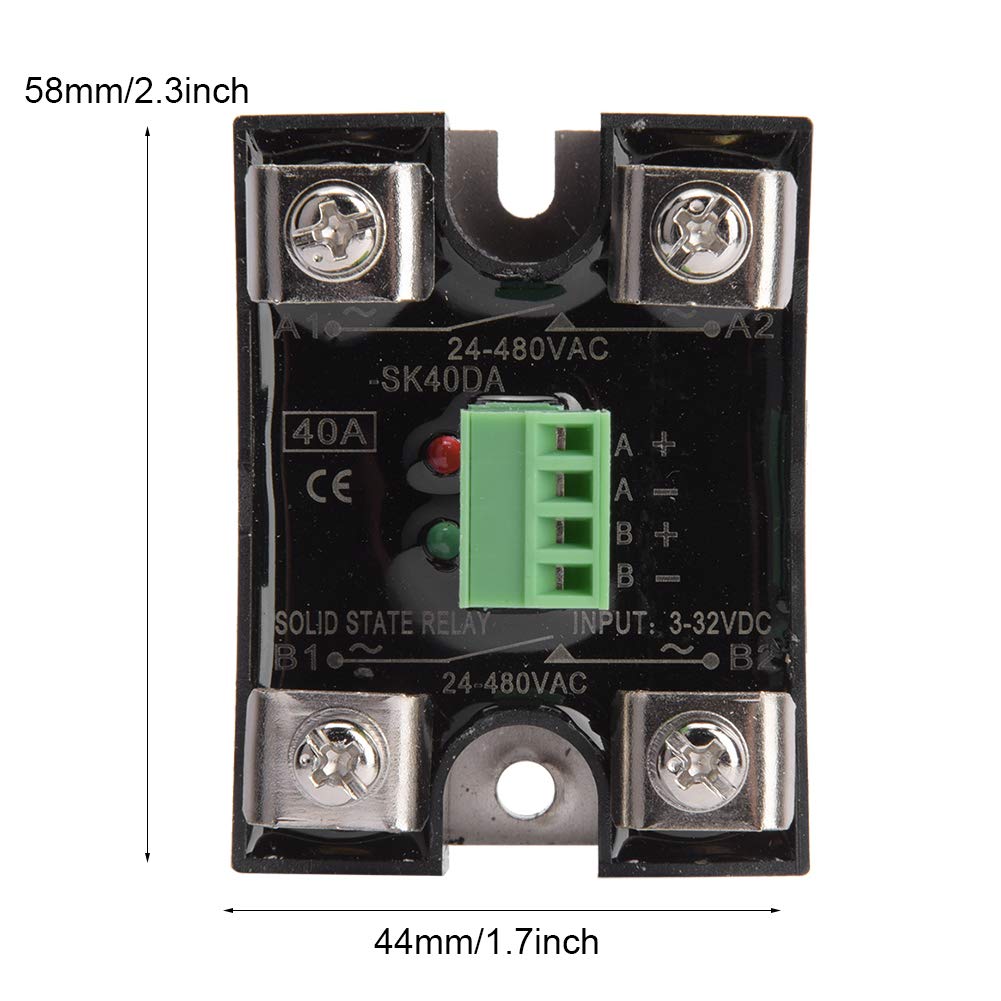 Control Current ?20mA Solid State Relay DC Control AC Relay Temperature Controller Thermostat (40A(BERM-SK40DA))