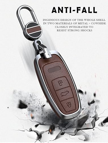 Miniatura 6 de ontto Funda de cuero para llavero de protección completa para Audi, Tipo A-Negro