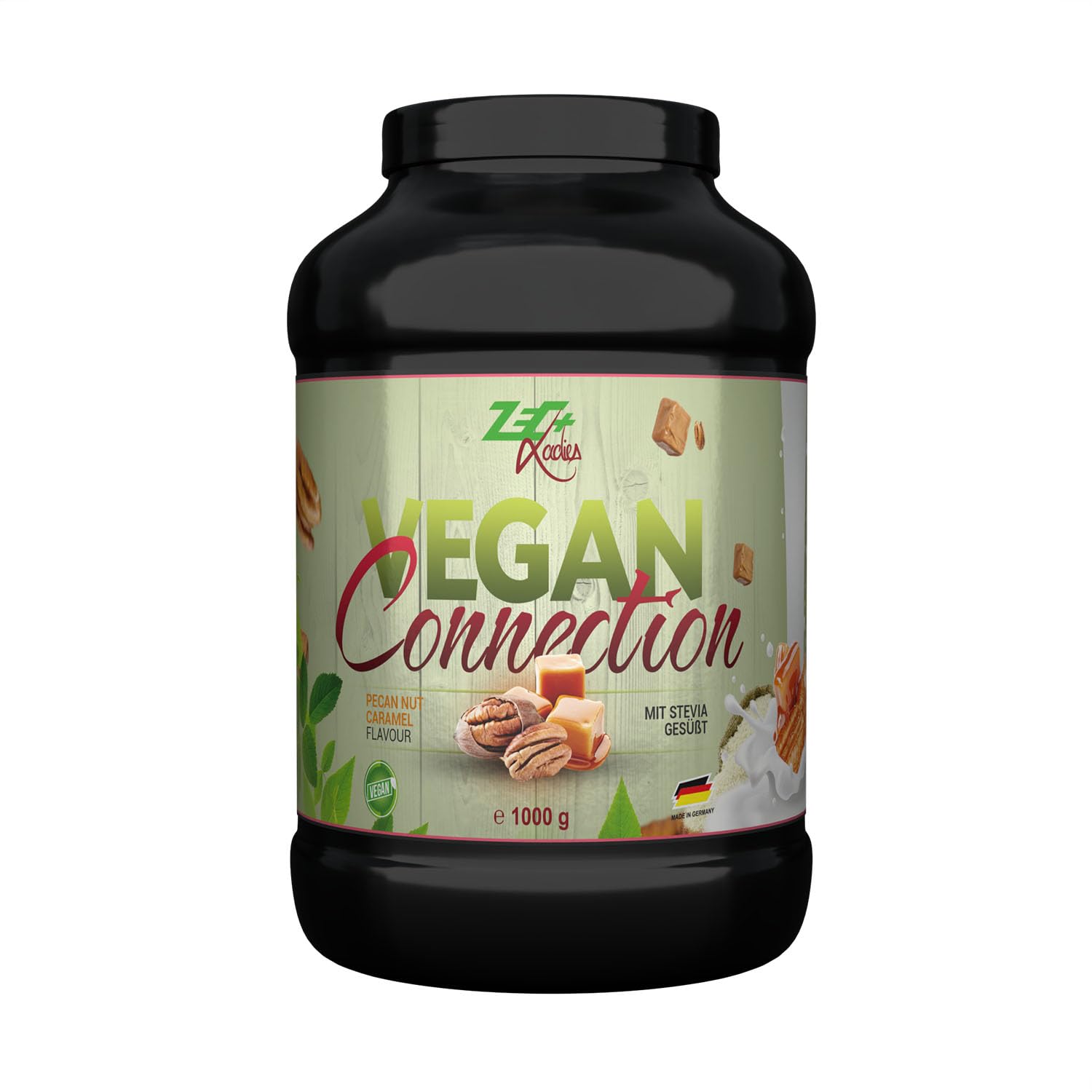 Zec+ Nutrition LADIES Vegan Connection – Pekannuss Karamell, 1000 g veganes Proteinpulver für Frauen als Eiweiß-Shake für Fitness & Sport, enthält Reisprotein und Sojaprotein-Isolat, Made in Germany