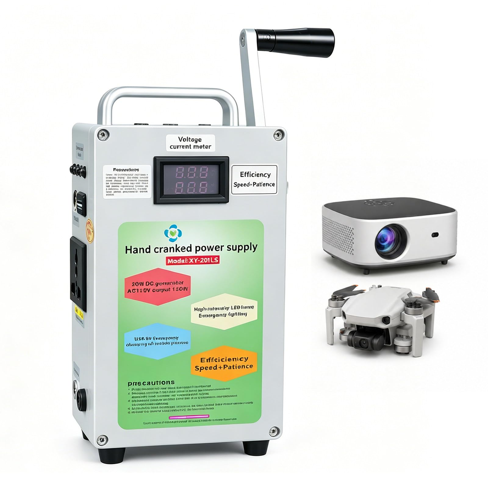 Estación De Energía De Emergencia Generador De Manivela 150W 150W | Batería portátil para teléfono y radio, generador de manivela USB
