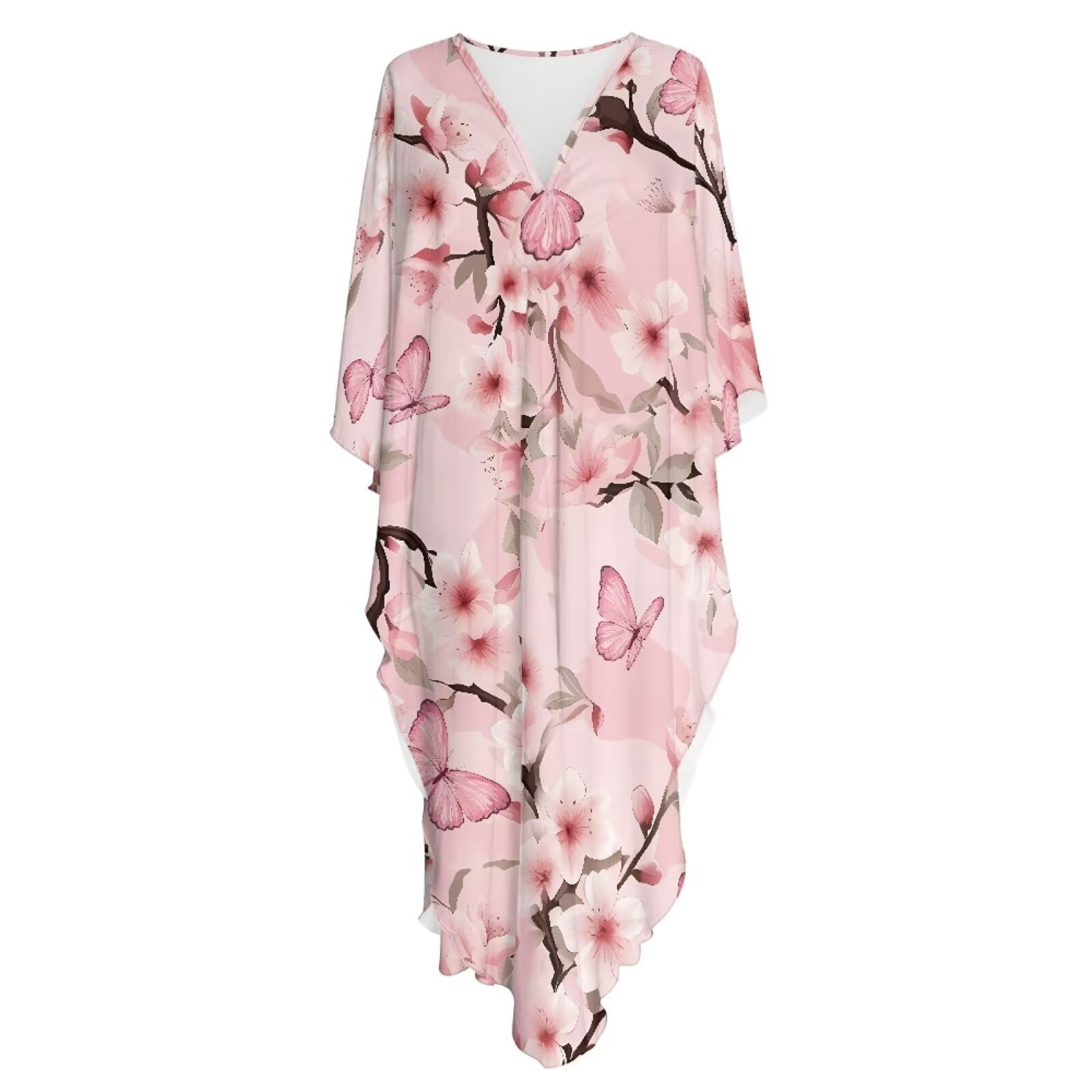 Poceacles Damska sukienka kaftan plus size strój kąpielowy okrycie kąpielowe rękaw nietoperz letnia długa kawiarniana plażowa okrycie maxi sukienka