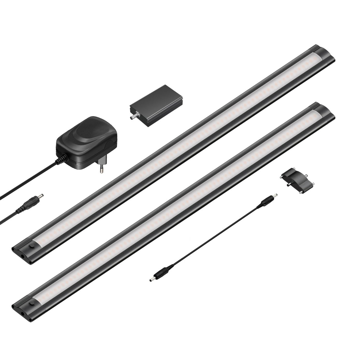 ledscom.de Smarte LED Unterbau-Leuchte SIRIS schwarz matt mit WLAN-Controller, flach, Smart-Home, Alexa-fähig (Echo) je 50cm, je 655lm, weiß, 2er Set, dimmbar