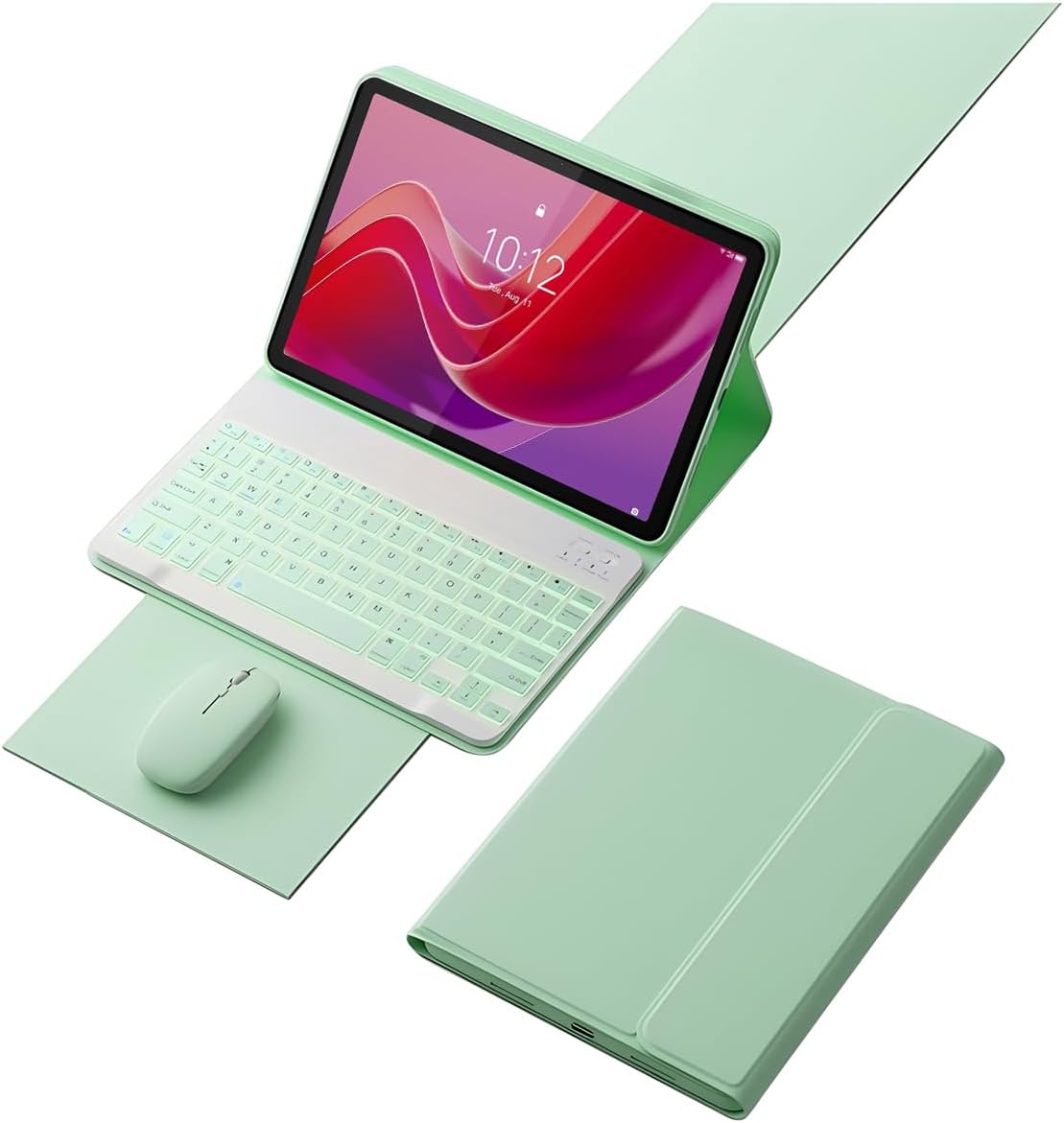 Keyboard Case for Lenovo Tab M11 2024 11 Inch TB330, Detachable Backlit Wireless Keyboard with Magnetic Protective Cover, Rechargable Mouse,Green