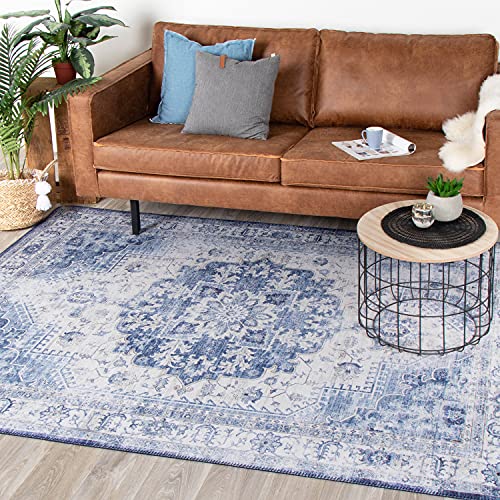 FRAAI | Home & Living Teppich Vintage - Lago Blau - 80x150cm - Baumwolle, Polyester - Rug -...