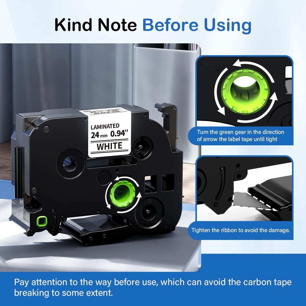 15-Pack TZe-251 TZe TZ Label Maker Tape 24mm .94 Compatible with Brother P Touch Label Tape 24mm 0.94 Laminated White TZe251 TZ-251 1'' for Brother PT-D600 PT-D610BT PT-P710BT P700 P750W