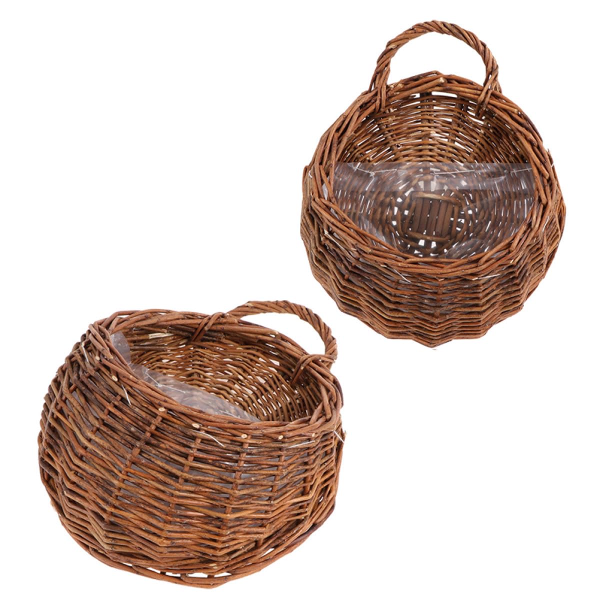 Paniers à fleurs suspendus résistants en fibres végétales tressées marron