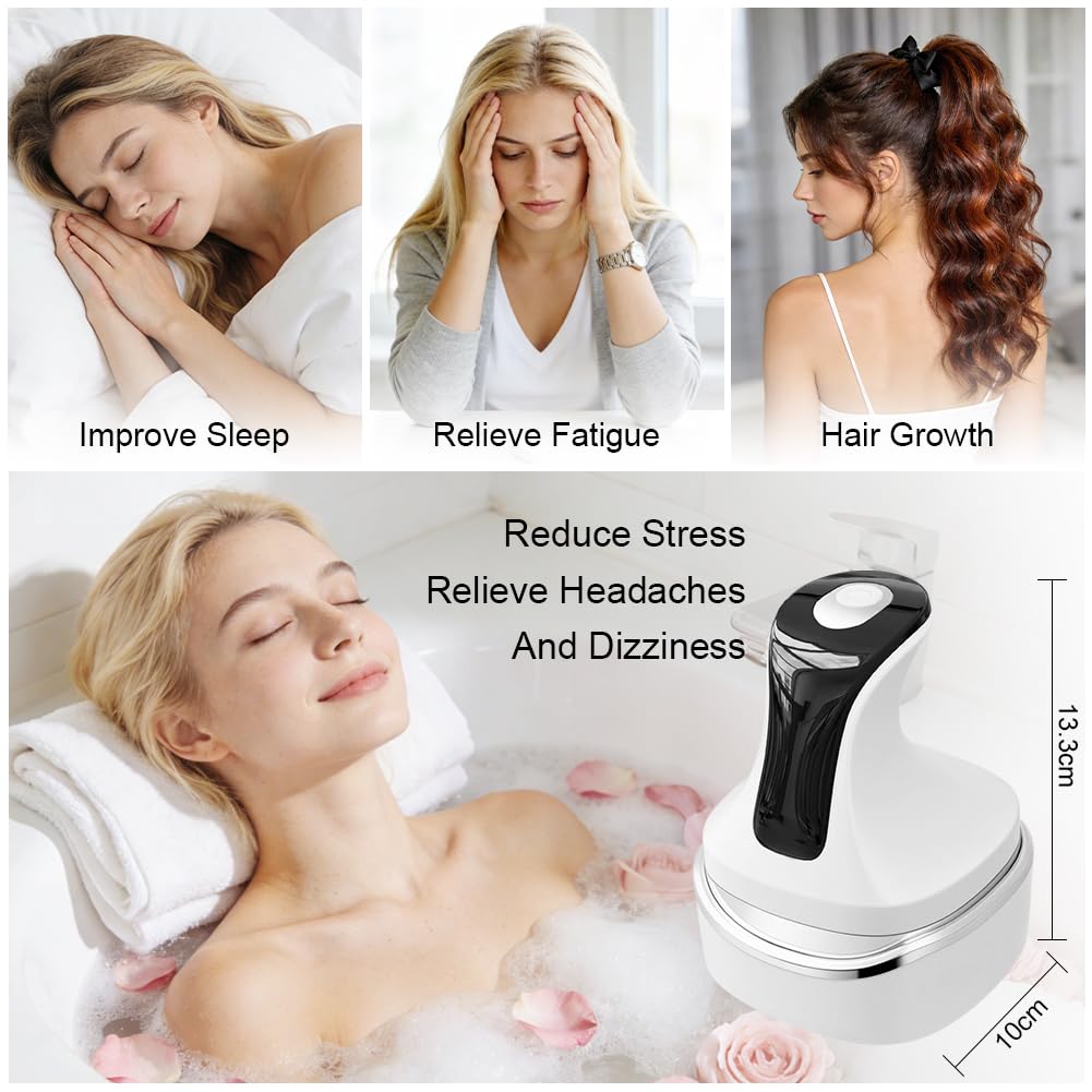 Vicloon Masseur de Tête Portable et étanche IPX7, Massage de La Tête électrique avec 8 Têtes de Massage Amovibles et 4 Modes de Massages, Masseur de Cuir Chevelu pour Chiens et Chats