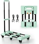 Voipvvii Folding Hand Truck 500lbs, Portable Heavy-Duty Dolly Cart, 6 Wheels, Collapsible, Green, Ideal for Travel and More