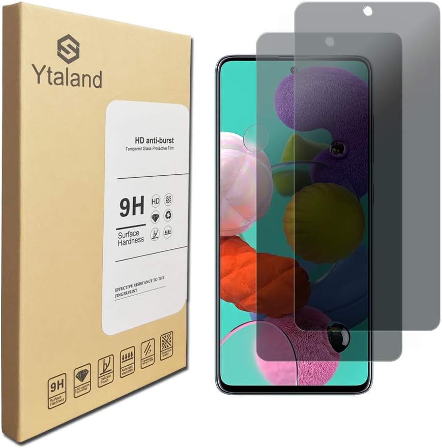[2 Pack] Ytaland Privacy Screen Protector for Samsung Galaxy A51 / Galaxy S20 FE, Anti Spy Anti Peep Bubble-Free Tempered Glass for Samsung Galaxy S20 FE 5G/4G