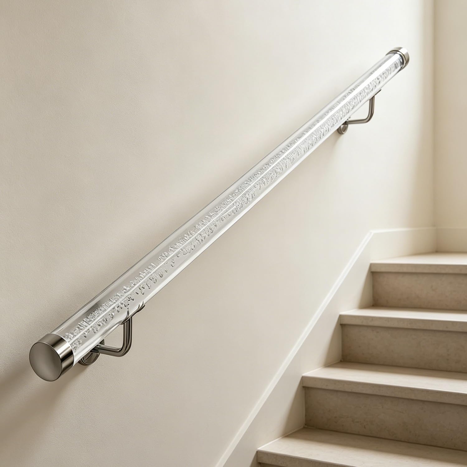 Rampe escalier acrylique transparente antidérapante barre appui murale couloir