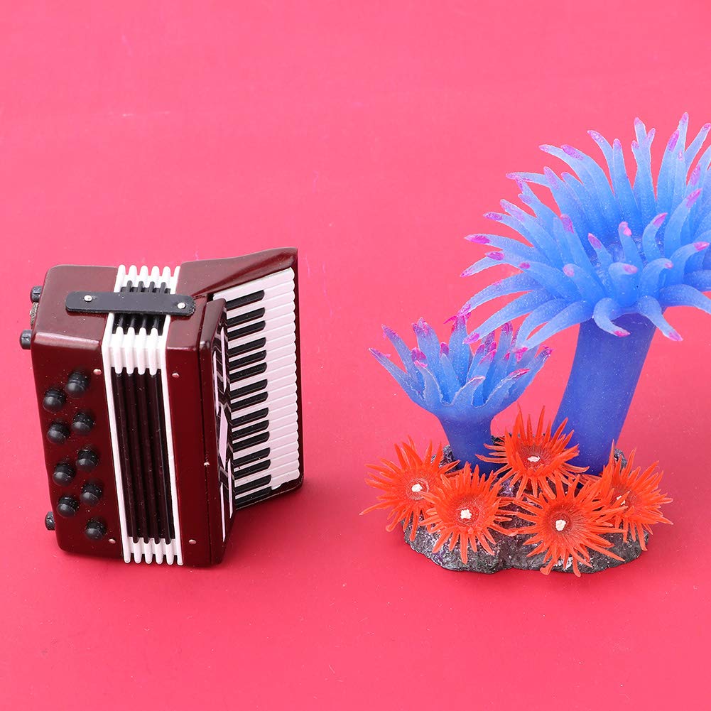 Garosa Accordéon Miniature, Petit Accordéon en Bois Rouge 6 cm avec Boîte Musicale pour Enfants et Décoration