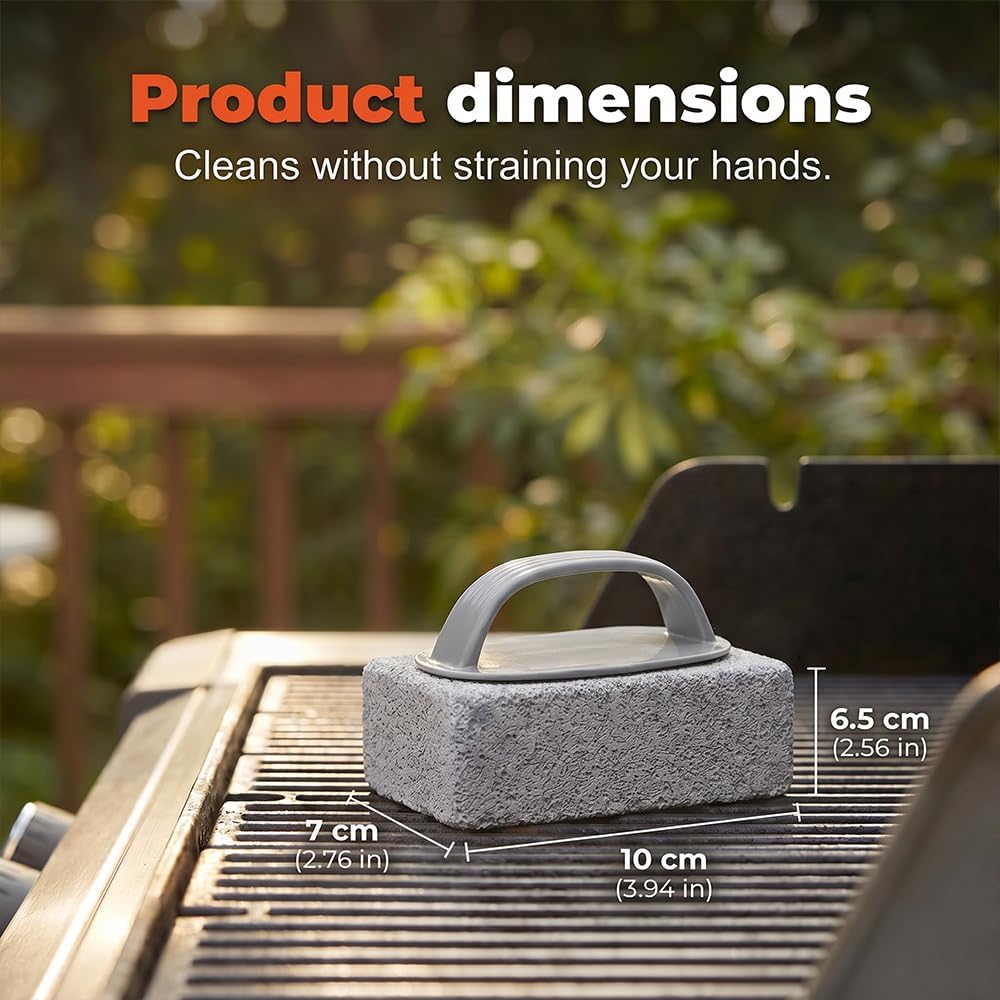 Heavy Duty Grill Cleaning Brick & Scrubber for BBQ Lovers, Effortlessly Remove Grease & Residue, Non-Scratch Flat Top Stone, Perfect for Home Cooks & Outdoor Kitchens (5, with Handle)