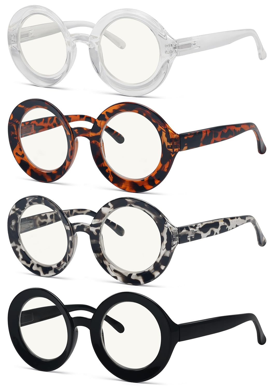 Eyekepper 4-Pack Progressive Multifocus Reading Glasses Blue Light Blocking Round Women No Line Multifocal Readers