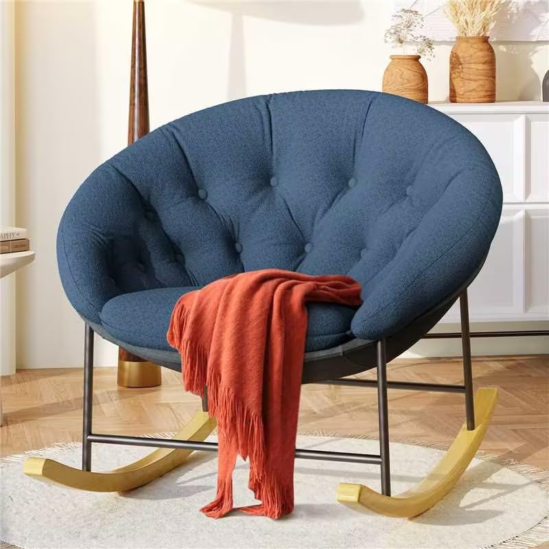 Kidirect Round Saucer Rocking Chair Nursery, Modern Upholstered Nursery Rocking Chairs and nursery Glider with Cozy Cushion, Comfy Nursing Chair for Breastfeeding & Reading, Fits Living Room & BedroomThe Forest Stewardship Council