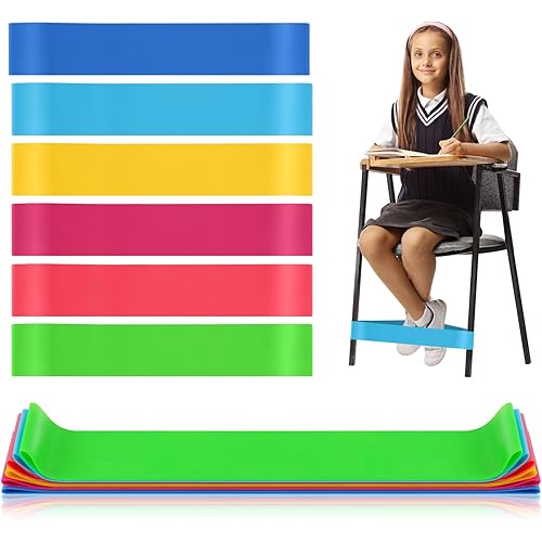 6 Pack Chair Bands for Kids with Fidgety Feet, ADHD Tools for ADHD ADD Autism Kids, Fidget Chair Bands for Effective Relief of Fidgety and Improve Focus, Chair Bands Home and Classroom Must Haves