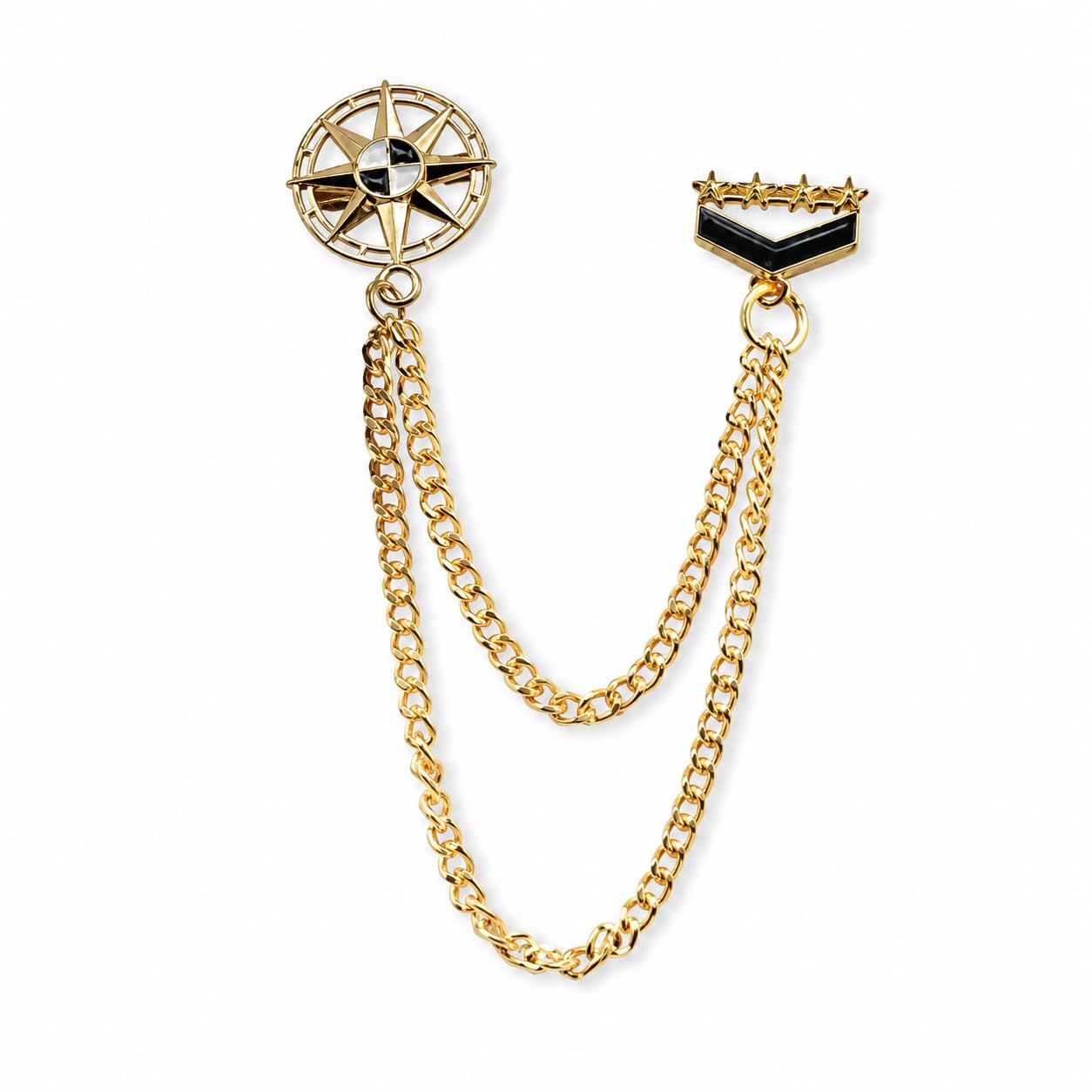 Military Chapter Star Medal Ribbon EASTERN STAR NECKLACE Gold Black Brass Crystal Brooch For Men And Boys-image-6