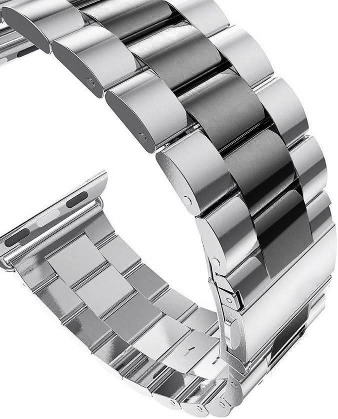 Band Compatible with Apple Watch 38mm 42mm Stainless Steel Wristband Metal Buckle Clasp iWatch 40mm 44mm Strap Bracelet for Apple Watch Series 4/3/2/1 Sports Edition(Silver/Black, 42MM) - Image 4