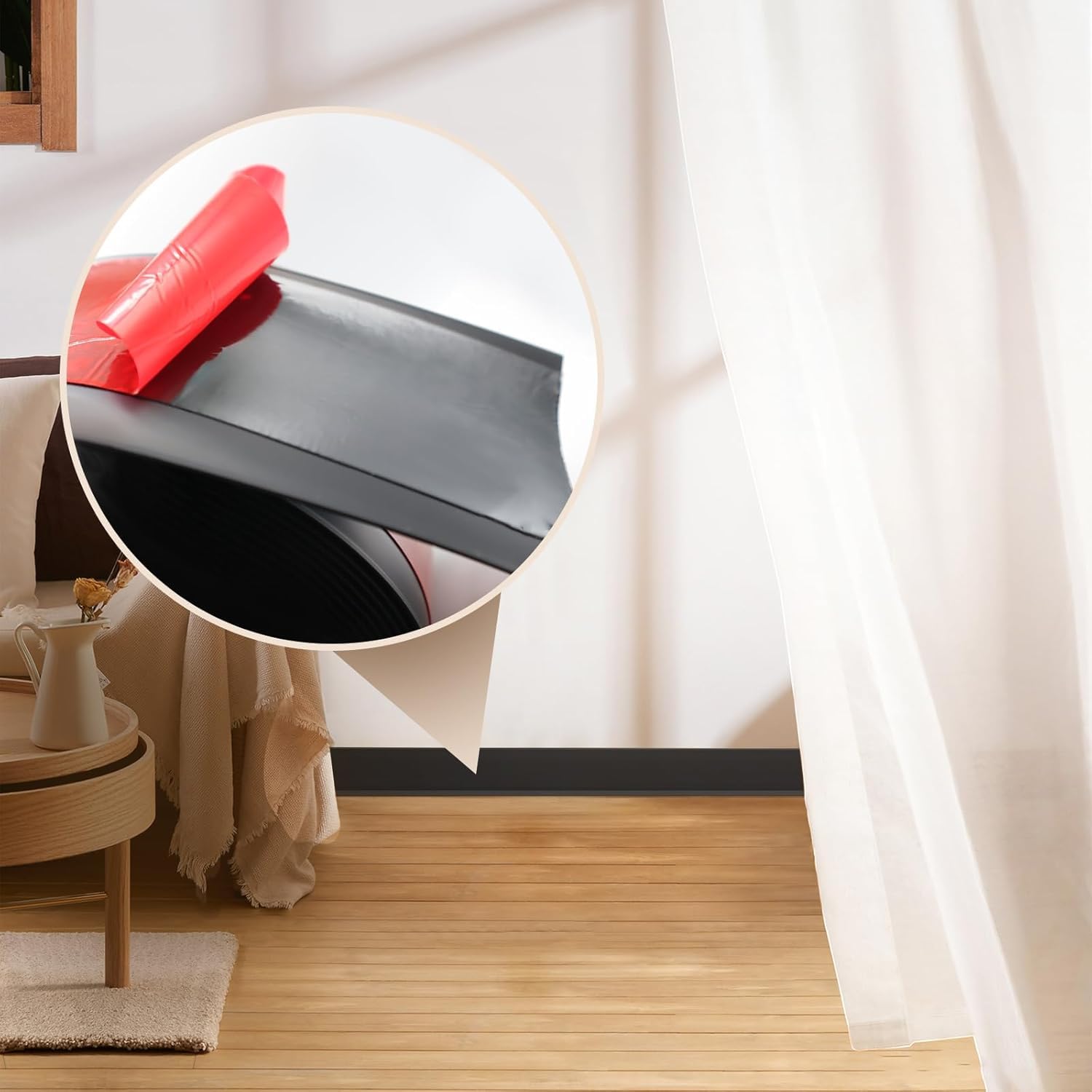 Rodapié autoadhesivo de vinilo, 20 m, zócalo flexible de 10 cm de ancho, moldura de pared para base de suelo y pared