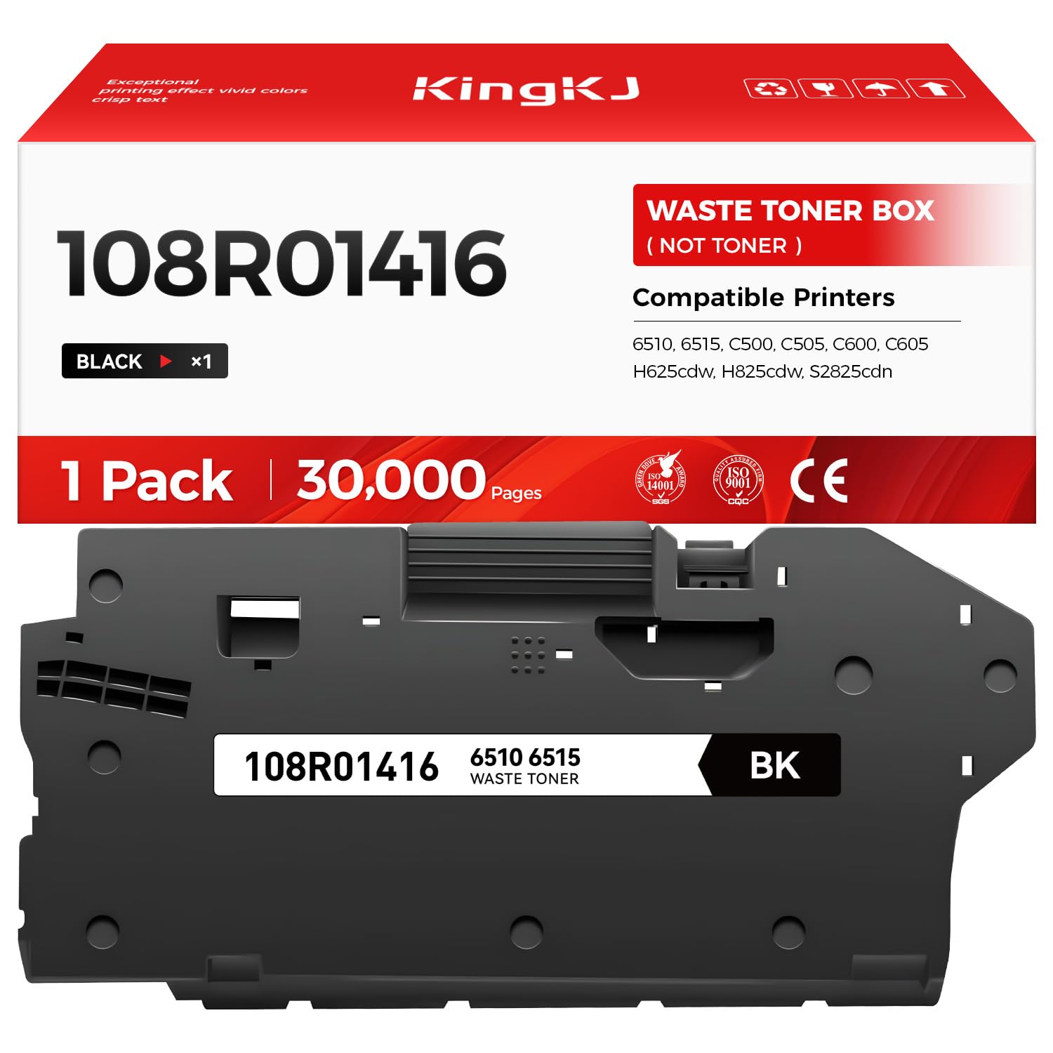 108R01416 Waste Toner Box Container 1-Pack Replacement for Xerox Phaser 6510 WorkCentre 6515 VersaLink C500 C505 C600 C605 Compatible with Dell H625cdw H825cdw S2825cdn Laser Printer Waste Cartridge