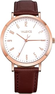 Women's Watches. Large Round Face Watches for Women. Classic Ladies Quartz Watches with Brown Leather Band. (Model: VC-087-brown)