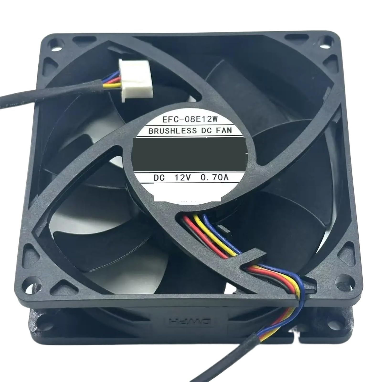 EFC-08E12W DC12V 0.70A 80x80x25mm Ventilateur de refroidissement de serveur à 4 fils