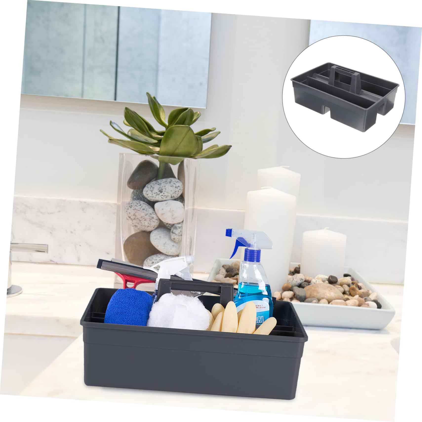 YARNOW Cesta Adecuado para Guardar Productos y Herramientas de Limpieza con Asa Resistente Portátil de Limpieza de Plástico Varios estilos y Diseño Apilable en Baños y Ventanas