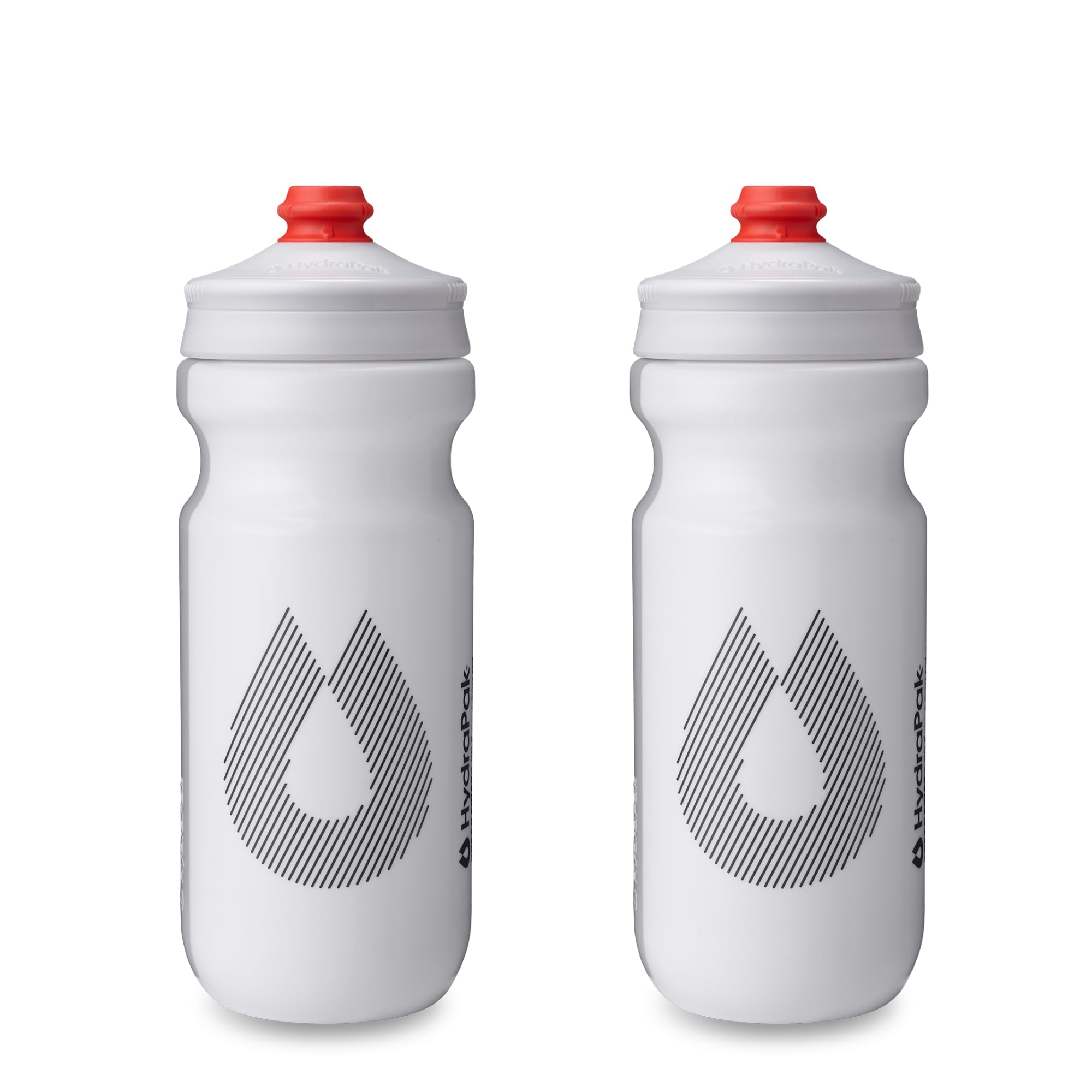 HydraPak Breakaway Surge Lightweight Bike Water Bottle 2-Pack - High Flow, Cycling & Sports Squeeze Bottle (White, 600ml / 20oz)