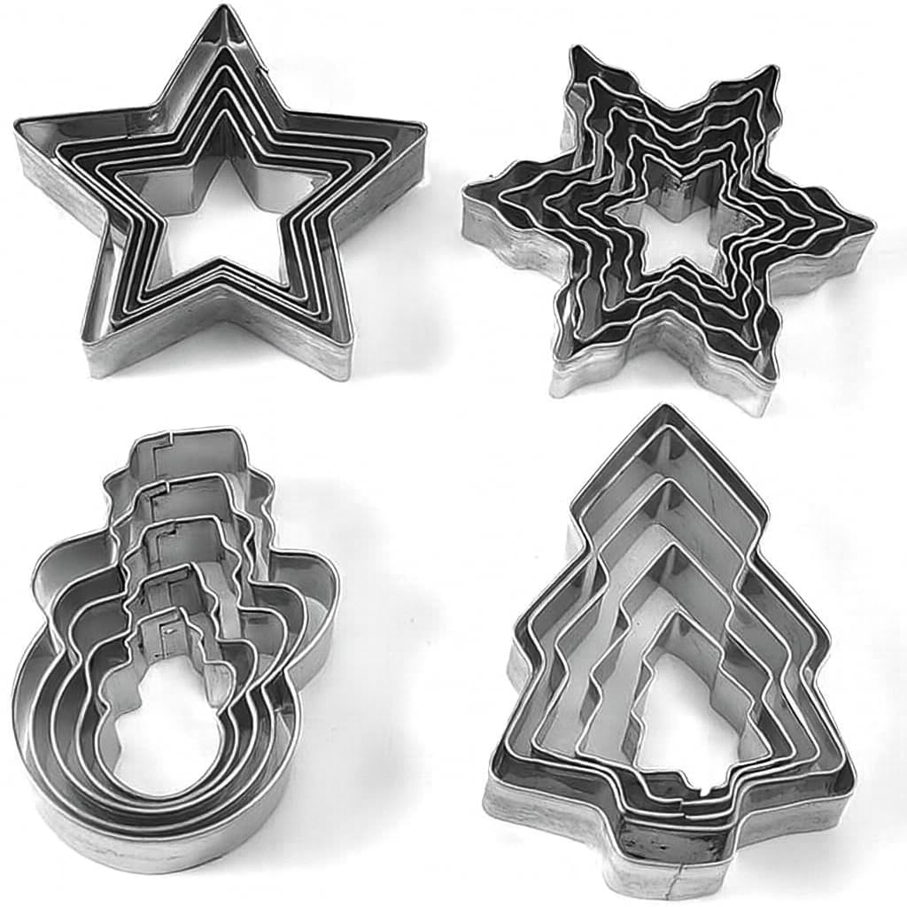 Christmas Cookie Cutter Set, 20 Pieces Christmas Tree Christmas Biscuit Cutters Shapes with Snowflakes, Snowmans, Stars Xmas Cookie Cutter for Kids DIY Baking